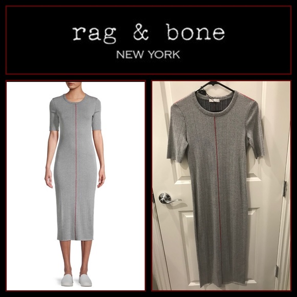 Rag & Bone- Elina Mélange Ribbed Midi Dress (NWT) - Picture 1 of 16